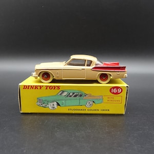 Vintage DINKY TOYS The No 169 Toy Car. Studebaker Golden Hawk Tan / Red - Red hubs and white tyres from 1959-1963 with original box England.