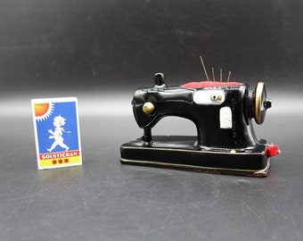 Vintage Ceramic Sewing Machine Pincushion With Built-in Tape