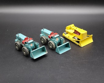 Vintage MATCHBOX Major King Size The No 3 / D9 CATERPILLAR Yellow and No 10 Aveling-Barford Tractor SHOWEL 1960-70s Made in England