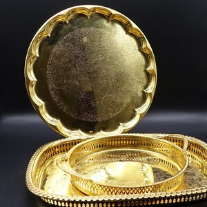 スウェーデン製 24K 金メッキ ラウンドトレイ