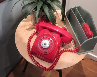 Swedish Red Rotary Telephone Land Line Phone Teli