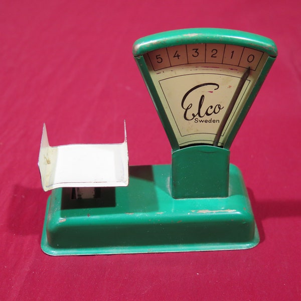 Vintage Toy Store Scale, 1940s Elco Sweden Doll Miniature Scale, Tin Scale for Grocery Store Shop. With Print Elco Sweden.