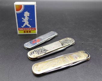 Vintage EKA SWEDEN Gentleman Folding Pocket Knife in need of love. The 4-Blade Gold and Silver Pocket Knife Made in Sweden in the 50-60s