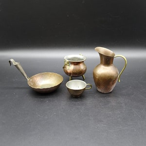 4er-Set Küchendekoration im Vintage-Stil aus Kupfer. Dekorative Minitöpfe aus Cooper, hergestellt in MORA Schweden in den 1950er-70er Jahren