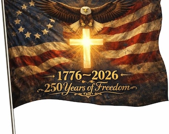 250th Anniversary USA Flag – We the People, 1776-2026 Patriotic Eagle Cross Banner