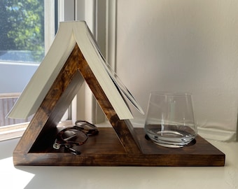 Wooden Book Stand for Bedside | Nightstand Page Holder | Handmade Walnut / Cherry Reader Gift