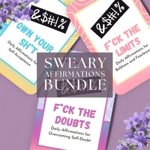Sweary Affirmation Cards Bundle, INSTANT DOWNLOAD, Rude Cards, Mindfulness Cards, Swear Affirmations, Badass Affirmations, OMBRE - LA1