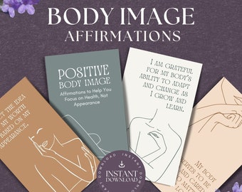 Body Image Affirmation Cards, INSTANT DOWNLOAD, Body Positivity, Positive Words, Self Love, Body Acceptance, Self Affirmations, Minimal, LA1