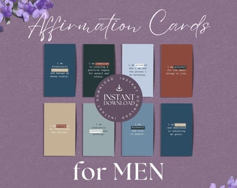 48 Affirmation Cards for Men, INSTANT DOWNLOAD, Affirmations for Men, Gifts for Men, Printable Card Deck, Men Gifts Ideas, MINIMALIST - MC1