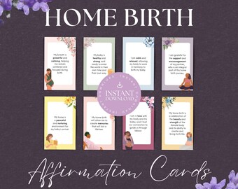 48 Home Birth Affirmations, INSTANT DOWNLOAD, Affirmation Cards for Birth, Positive Affirmations, Birth Plan, Home Birth Kit, Pastel - WC1