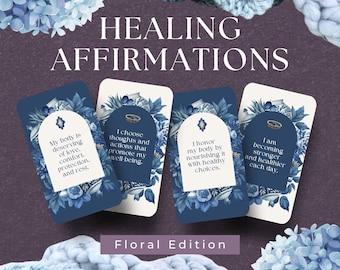 48 Healing Affirmation Cards, INSTANT DOWNLOAD, Recovery Affirmation Cards, Healing Spells, Healing Ritual, Sickness and Emotional Healing