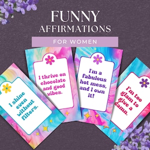 48 divertenti carte di affermazione per le donne, DOWNLOAD IMMEDIATO, regalo divertente, carte motivazionali, affermazione quotidiana, carte esilaranti, carte sarcastiche