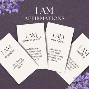 48 I AM Affirmation Cards, INSTANT DOWNLOAD, Positive Affirmation Deck, Mindfulness Cards, I am Cards, Positive Quote Cards, Minimalist- MC1