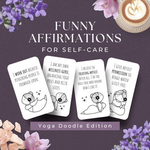48 cartes d’affirmation drôles pour les soins personnels, TÉLÉCHARGEMENT INSTANTANÉ, cadeaux drôles, cartes de motivation, affirmations quotidiennes, cartes d’encouragement drôles