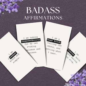 48 Badass Affirmations, INSTANT DOWNLOAD, Printable Card Deck, Sweary Affirmations for Badass Women, Motivational Cards, Minimalist - MC1