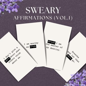 48 carte di affermazione giurate per donne, DOWNLOAD IMMEDIATO, carte maleducate, affermazioni giurate, carte divertenti stampabili, carte divertenti, MINIMALISTA- MC1