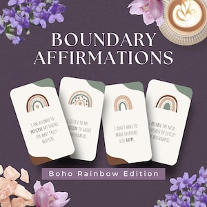 Affirmationskarten für Grenzen, SOFORTIGER DOWNLOAD, Grenzen setzen, Therapie-Werkzeuge, motivierende Karten, Selbstfürsorge-Printables, Selbstliebe
