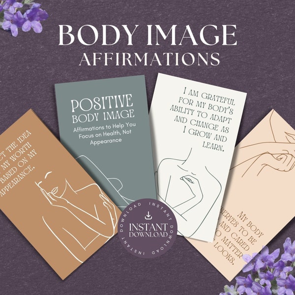 Body Image Affirmation Cards, INSTANT DOWNLOAD, Body Positivity, Positive Words, Self Love, Body Acceptance, Self Affirmations, Minimal, LA1