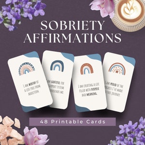 48 cartes d'affirmation de la sobriété, TÉLÉCHARGEMENT IMMÉDIAT, aide à la sobriété, cartes d'affirmation de la sobriété, cadeau de rétablissement AA, cadeaux de rétablissement