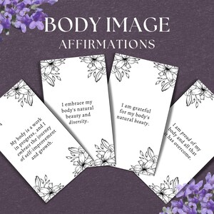 48 Afirmaciones de imagen corporal, DESCARGA INSTANTE, Tarjetas de afirmación positiva, Baraja de cartas de positividad corporal, Tarjetas de meditación, FLORAL, FC1