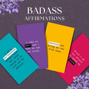 48 Badass Affirmation Cards Printable, INSTANT DOWNLOAD, Sweary Affirmations for Badass Women, Daily Affirmations, BOLD Minimalist - MC1