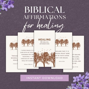 39 Biblische Affirmationskarten für Heilung, SOFORT-DOWNLOAD, Bibelverskarten, Affirmationskarten für Heilschriften, religiöse Karte