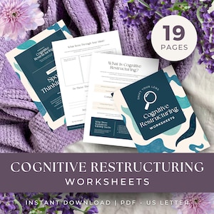 Cognitive Restructuring Worksheet, INSTANT DOWNLOAD, CBT Therapy Tools, Printable Mental Health Resources, Thought Patterns, Coping Skills