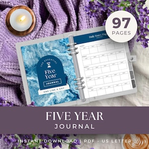 5 Year Journal One Line a Day, INSTANT DOWNLOAD, 5 Year Diary, Life Journal, One Line a Day Book, Line a Day Journal, 365 Daily Journal