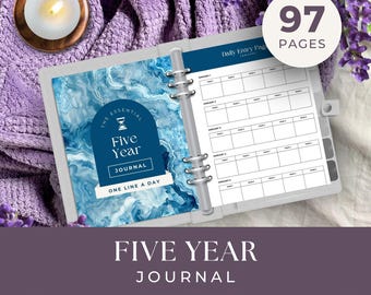 5 Year Journal One Line a Day, INSTANT DOWNLOAD, 5 Year Diary, Life Journal, One Line a Day Book, Line a Day Journal, 365 Daily Journal