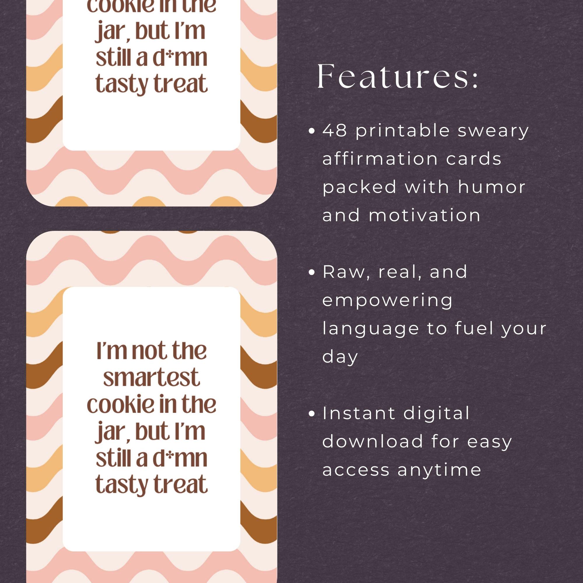 Sweary Affirmation Cards for Women, DIGITAL, Rude Cards, Swear ...