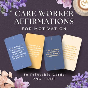 Cartes d'affirmation pour les soignants, TÉLÉCHARGEMENT IMMÉDIAT, jeu de cartes d'affirmation pour les soignants, cadeau pour soignant, cadeaux pour soignant