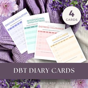 DBT Diary Card for Adults, INSTANT DOWNLOAD, Skills Tracker for Mental Health, dbt Therapy Tools, Coping Skills, Emotional Support Cards