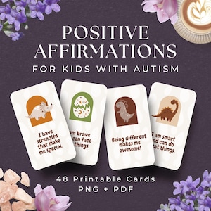 Affirmation Cards for Kids with Autism, INSTANT DOWNLOAD, Encouragement Cards, Autistic Kids Affirmation Cards, Calm Down Kit, Kids Therapy