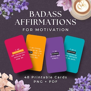 Tarjetas de afirmación para una mujer ruda, DESCARGA INSTANTÁNEA, Afirmaciones groseras para mujeres rudas, Tarjetas de afirmación rudas, Baraja motivacional con groserías