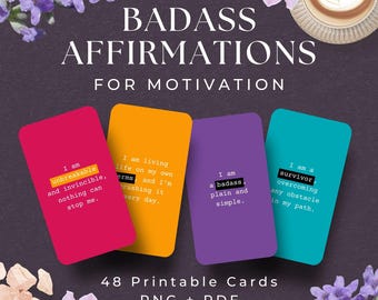 Affirmation Cards for a Badass, INSTANT DOWNLOAD, Sweary Affirmations for Badass Women, Badass Affirmation Cards, Sweary Motivational Deck