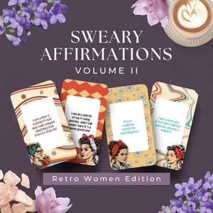 48 cartes d'affirmation de soi pour femme, TÉLÉCHARGEMENT IMMÉDIAT, cartes de grossièreté, cartes de pleine conscience, affirmation de soi, cadeau d'affirmation, RÉTRO - RC1