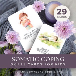 29 Cartões de habilidades de enfrentamento de terapia somática para crianças, DOWNLOAD INSTANTÂNEO, Regulação do sistema nervoso, Regulação emocional, Atividades de pausa cerebral