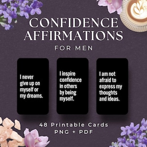 Daily Affirmation Cards for Men, INSTANT DOWNLOAD, Masculine Affirmations for Confidence, Gifts for Men, Printable Card Deck Men Gifts Ideas