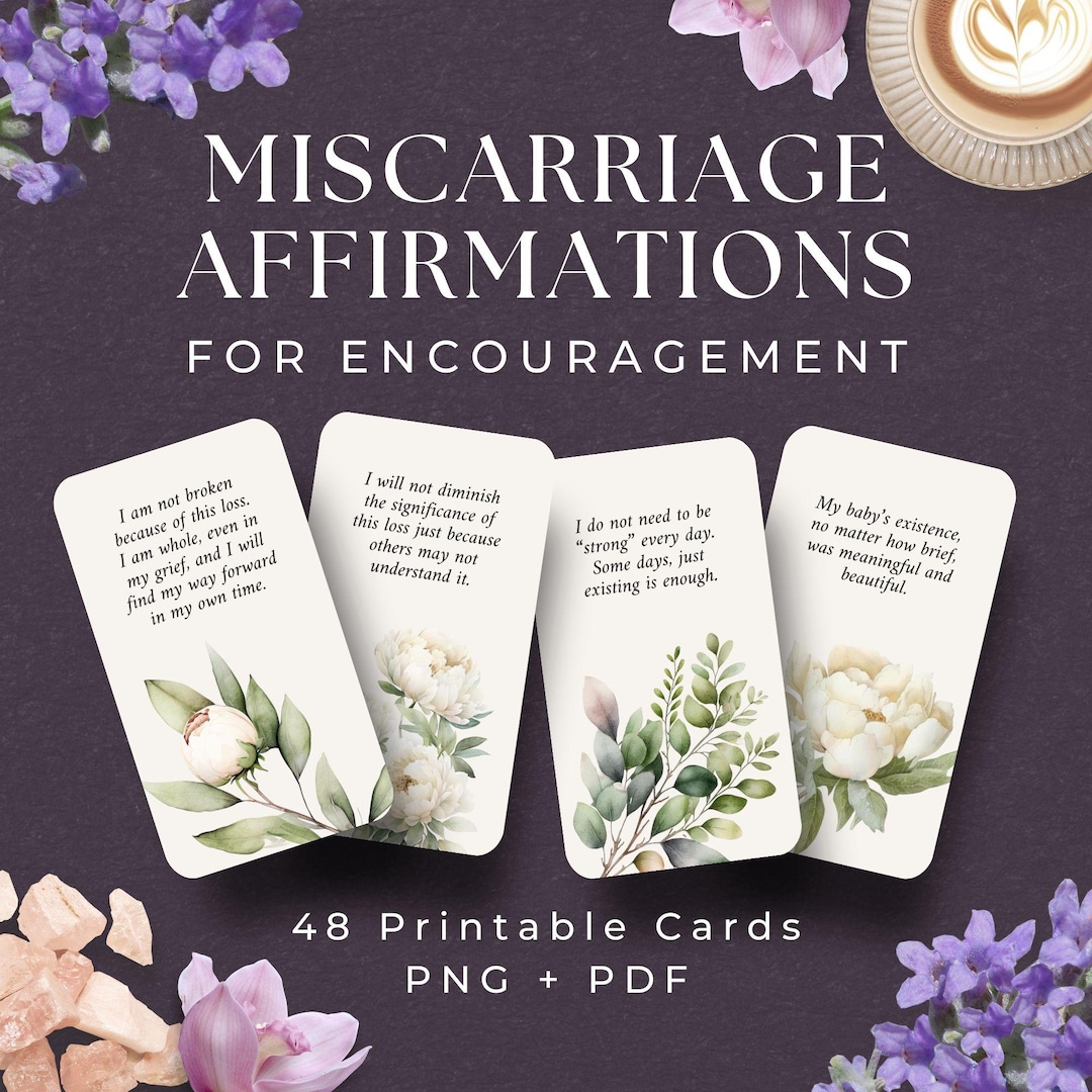 48 Miscarriage Affirmation Cards, INSTANT DOWNLOAD, Grief Support