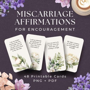 48 cartes d'affirmations pour fausse couche, TÉLÉCHARGEMENT IMMÉDIAT, soutien en cas de deuil, encouragements après une fausse couche, affirmations positives en cas de fausse couche