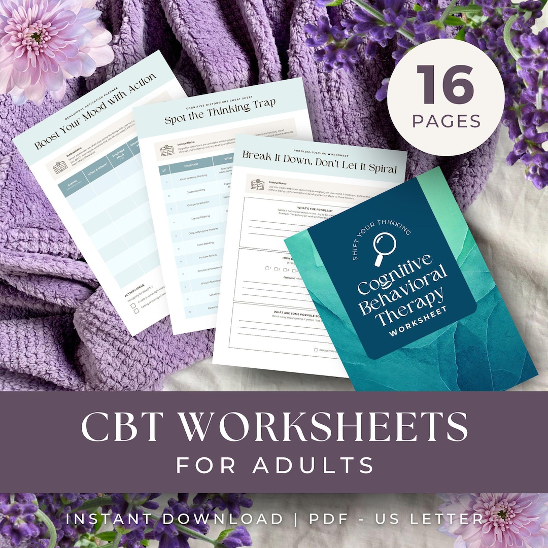 Cognitive Behavioral Therapy Worksheets, INSTANT DOWNLOAD, CBT Tools ...