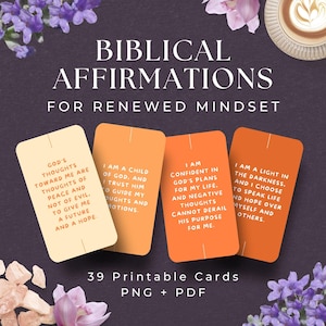 Minimalist Christian Affirmation Cards, INSTANT DOWNLOAD, Biblical Affirmation Cards, Prayer Journal Cards, Religious Cards, Christian Gift