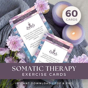Somatic Therapy Exercise Cards, INSTANT DOWNLOAD, Nervous System Regulation, Coping Skills for Anxiety, Trauma Healing Tools, PTSD Therapy