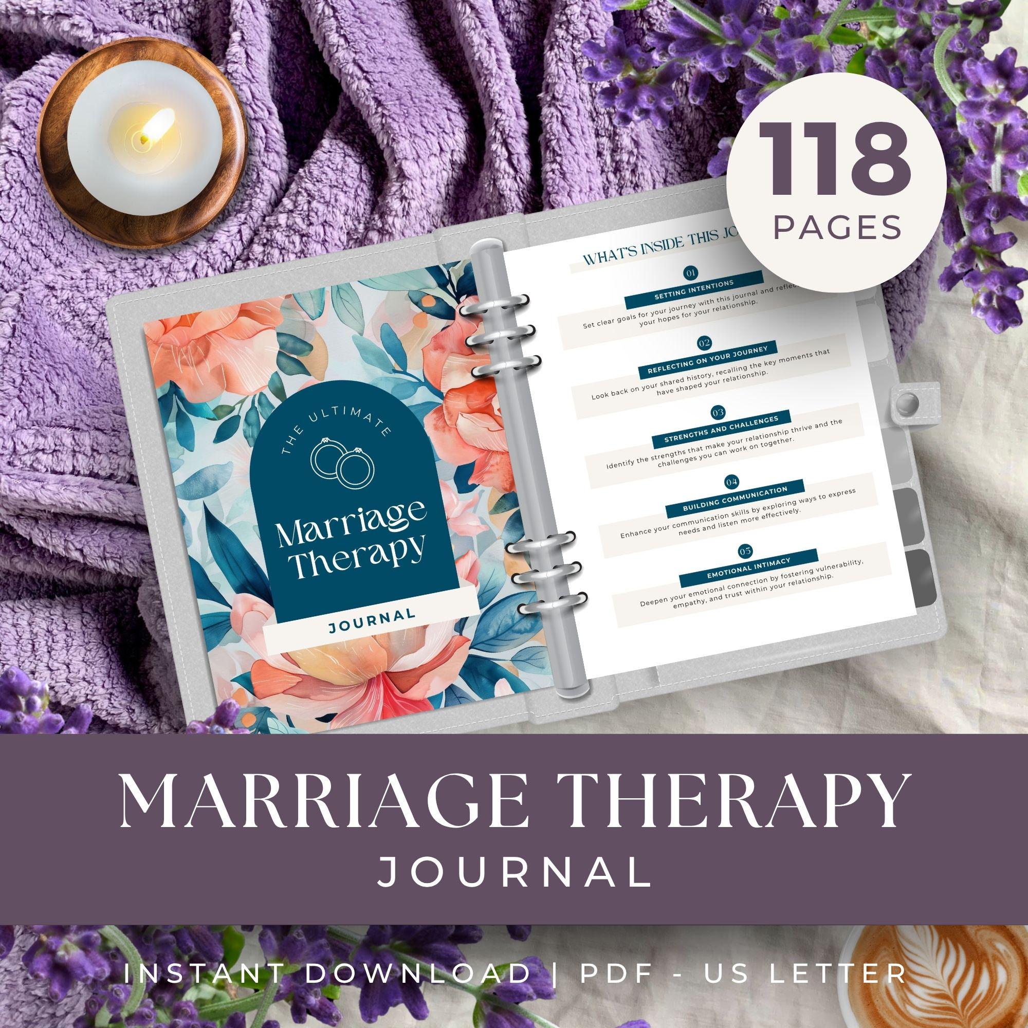 Marriage Therapy Journal, INSTANT DOWNLOAD, Marriage Journal Prompts, Couples Reflection ...