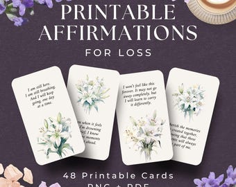 Affirmation Cards for Loss, Grief Support Cards (Digital Download), Sympathy Gift, Grief Affirmation Cards, Lost of Loved One