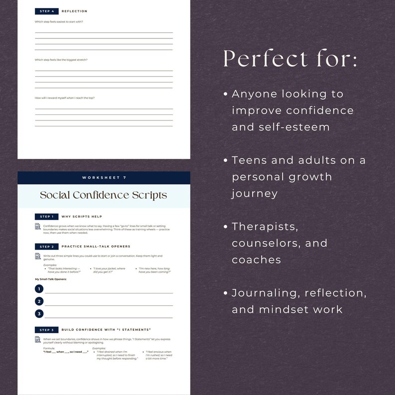 Self Doubt Worksheet.pdf Confidence Worksheets, INSTANT DOWNLOAD, Self-confidence Workbook ...