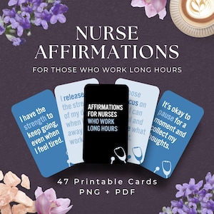Affirmationskarten für Krankenschwestern, INSTANT DOWNLOAD, Krankenschwester Wertschätzung Geschenk, CNA Geschenk Krankenschwester Affirmationen, Krankenschwester Geschenk für neue Krankenschwester