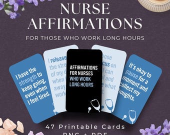 Affirmation Cards for Nurses, INSTANT DOWNLOAD, Nurse Appreciation Gift, CNA Gift Nurse Affirmations, Nurse Mental Health Gift for New Nurse