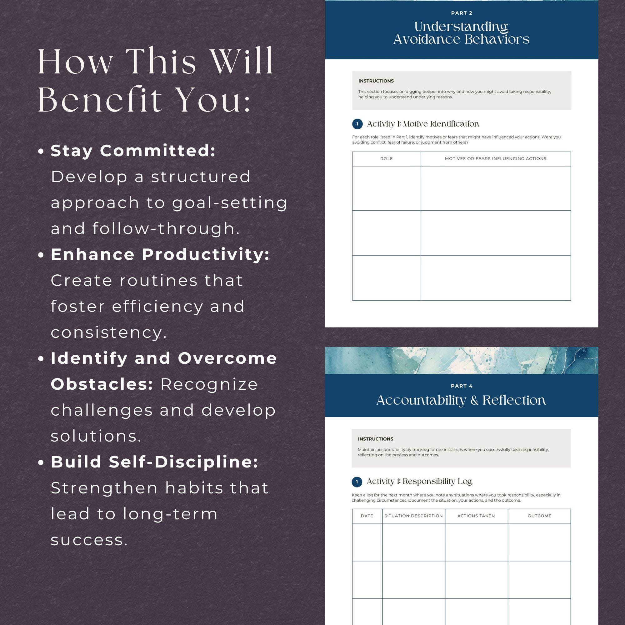 Accountability Therapy Worksheets, INSTANT DOWNLOAD, Accountability ...