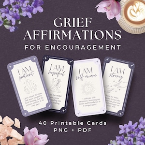 40 Grief Affirmation Cards, INSTANT DOWNLOAD, 2x3.5&quot;, Grief and Loss Card Deck, Grief Art, Sympathy Gift, Funeral Gifts, Lost Loved One